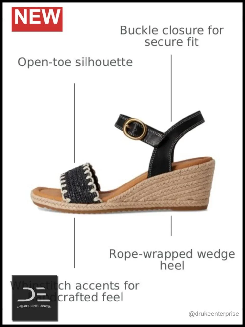 Espadrille-Inspired Leather Platform Wedge Sandals Woven Whipstitch